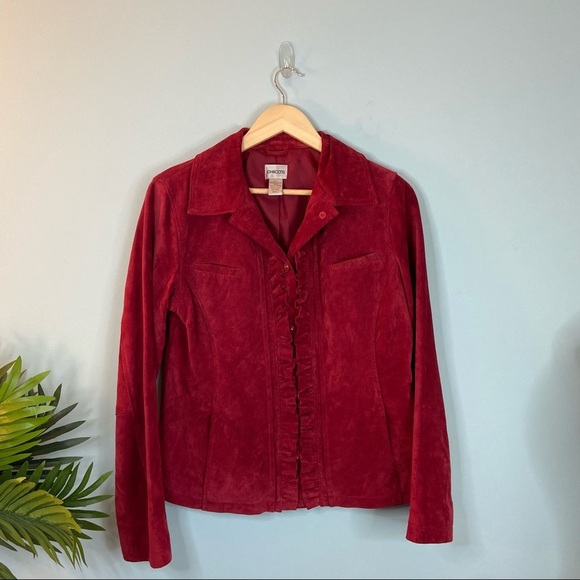 Chico’s Red Button Front Leather Jacket - Picture 9 of 9